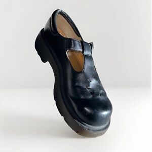 dELiA*s Black Chunky Short Heel Vintage Mary Jane Shoes Silver Buckle Size 7.5